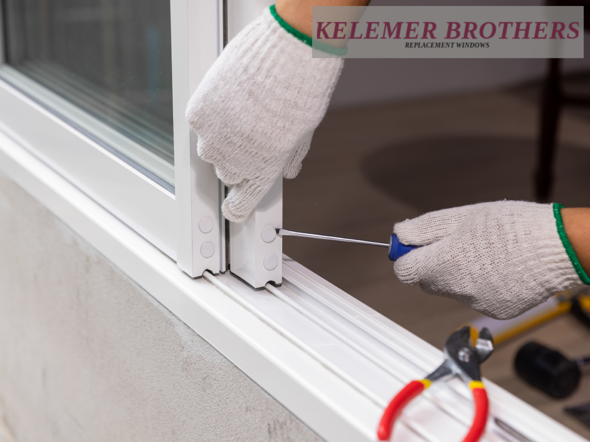 Drilling while installing a window.