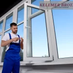 Man installing a window