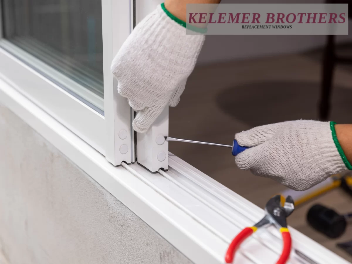 Drilling while installing a window.